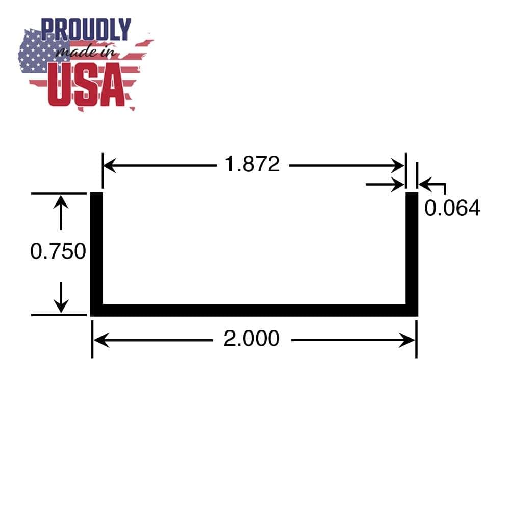 Outwater 1-7/8 Inch Aluminum U-Channel 46 Inch Length Pack of 3 for Furniture Edge Protection
