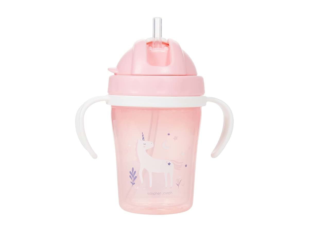 Stephen Joseph Unicorn Straw Cup with Removable Handle and Silicone Straw
