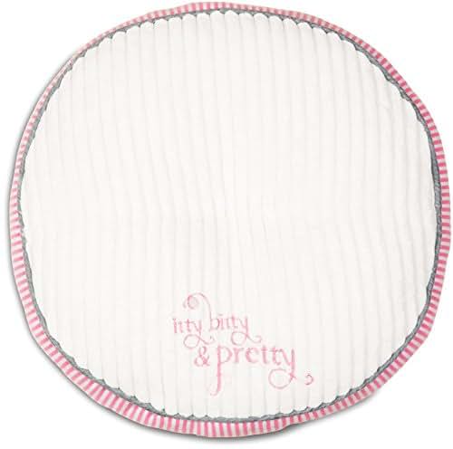 Pavilion Gift Company Pavilion- "Little Princess Big Blessing" Soft White Round Pink & Gray Baby Pillow with Flower (photo 3)