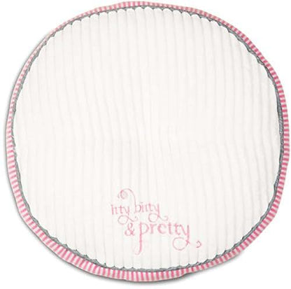 Pavilion Gift Company Pavilion- "Little Princess Big Blessing" Soft White Round Pink & Gray Baby Pillow with Flower (photo 3)