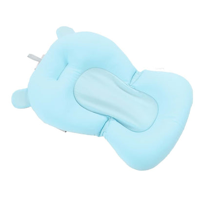 BabyOneStop Baby Bath Seat Cushion Floating Foldable Adjustable Infant Bath Supporter Blue Bear