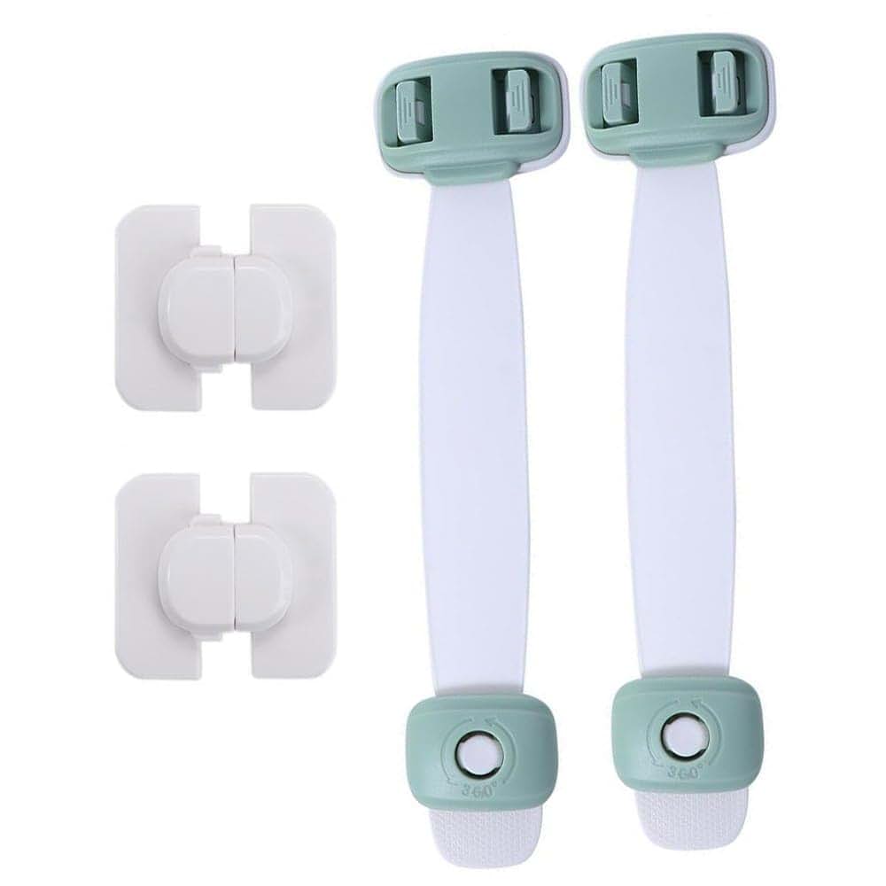 4 Pack Child Safety Strap Locks for Cabinets Drawers Toilet Fridge Adhesive