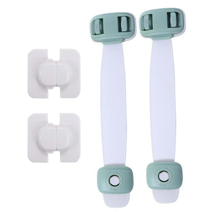 4 Pack Child Safety Strap Locks for Cabinets Drawers Toilet Fridge Adhesive