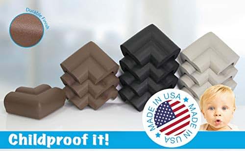 Kidkusion Jumbo Corner Guards, 8-Pack Black Foam Edge Protectors for Child Safety