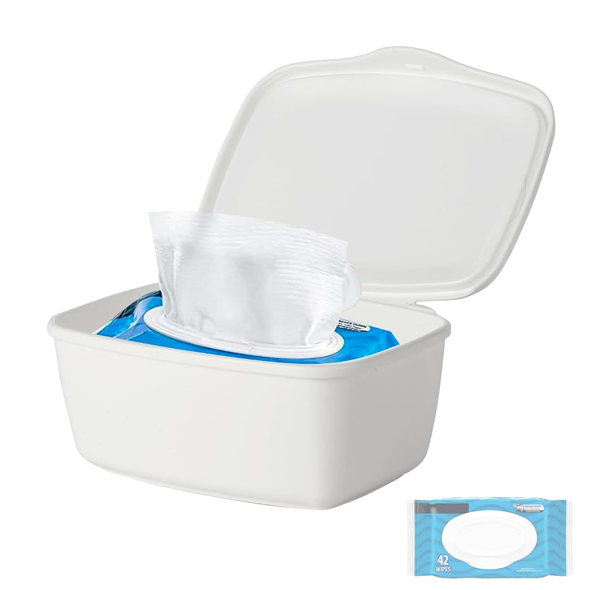 Wipes Dispenser for Flushable Wipes - Refillable PP Plastic Container