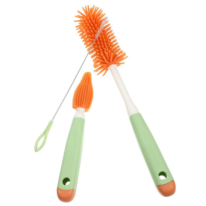 Silicone 3-Piece Cleaning Brush Set for Bottles, Straws, and Pacifiers