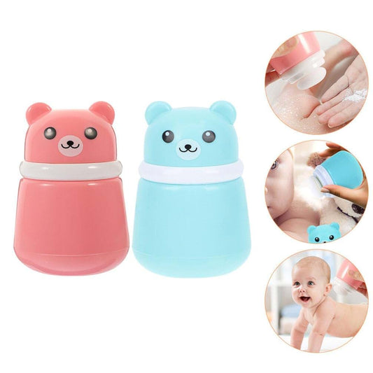 Luxshiny Cartoon Bear Powder Puff Container Set for Travel