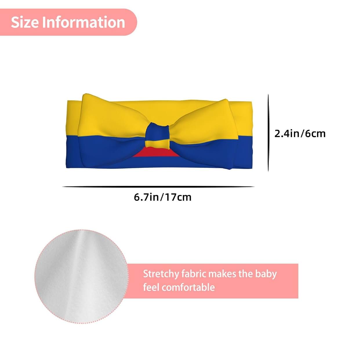 baobeb Flag of Colombia Print Delicate Baby Bow Headband – Full Moon Gift for Newborns, Perfect for Infant and (photo 3)