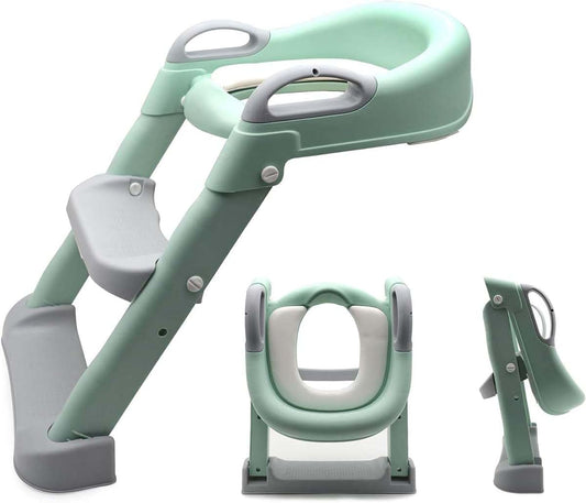 XKMT Classic Potty Training Toilet Ladder Seat With Upgraded Cushion Step Stool Ladder Toilet Trainer for Baby Toddler