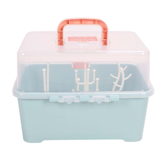 SUNGOOYUE Baby Bottle Drying Rack, Portable PP Nursing Bottle Storage Box with Detachable Drain Feeding for Home