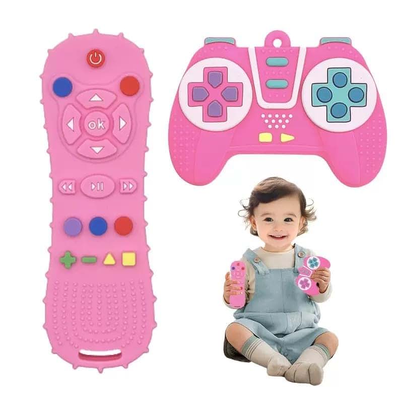 ZSKXYRUS 2 Pack Baby Teething Toys, Game Controller & TV Remote Shape Teether Set for Babies 6-12-18 Months, Gamer