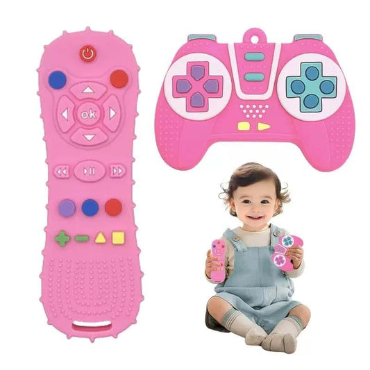 ZSKXYRUS 2 Pack Baby Teething Toys, Game Controller & TV Remote Shape Teether Set for Babies 6-12-18 Months, Gamer