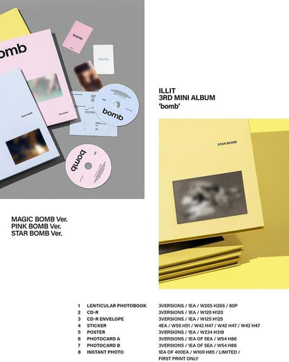 ILLIT 3rd Mini Album bomb CD Star Bomb Version with Extra Photocards