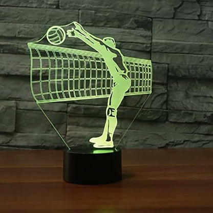 Jinnwell 3D Play Volleyball Night Light Lamp Illusion 7 Color Changing Touch Switch Table Desk Decoration Lamps with (photo 2)