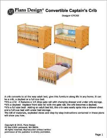 Plans Design Convertible Captain's Crib, Changing Drasser Plans
