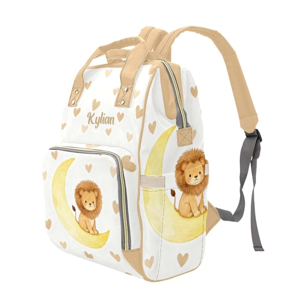 NZOOHY Cute Lion Personalized Diaper Backpack Custom Name Multi Function Diaper Bag Travel Daypack Nursing Nappy Baby (photo 2)