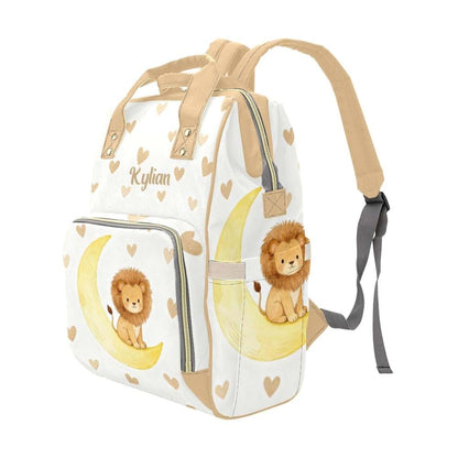 NZOOHY Cute Lion Personalized Diaper Backpack Custom Name Multi Function Diaper Bag Travel Daypack Nursing Nappy Baby (photo 2)