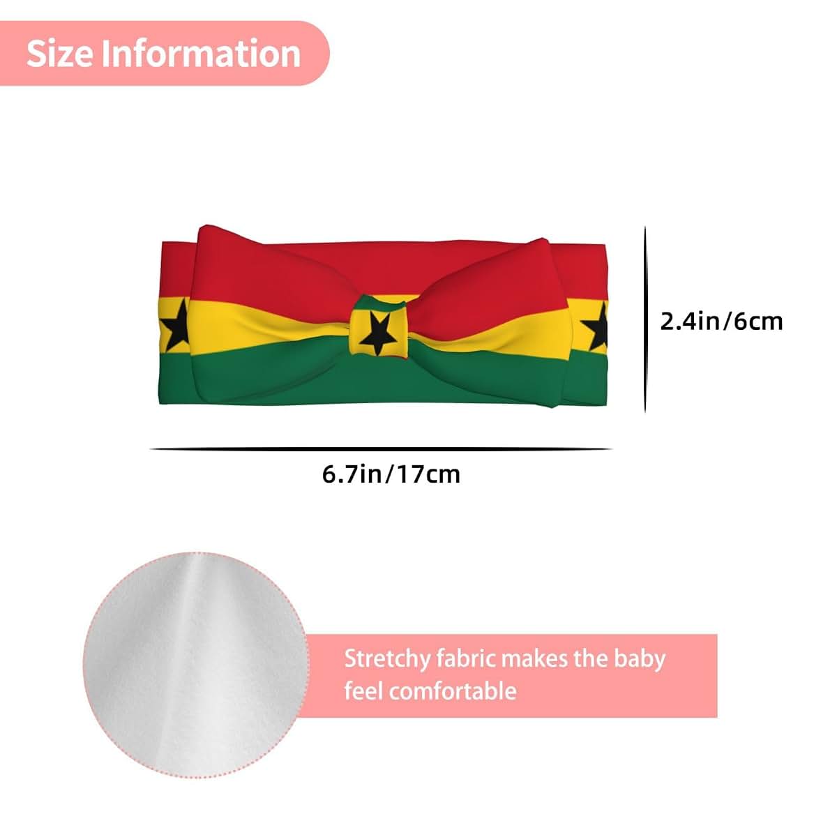 WXZYFP Flag of Ghana Baby Bow Headband with Elasticity (photo 3)