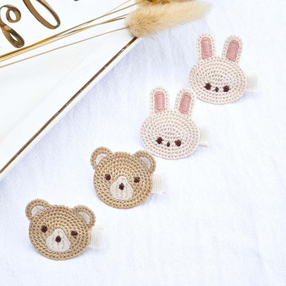 BabyOneStop Bear Ear Hair Clip Pin Set for Baby Girls, 4 Pcs Black Bear and Bunny Clips