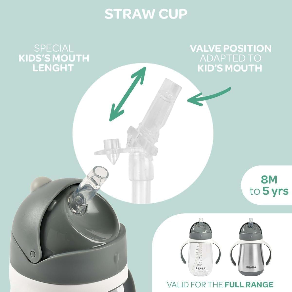 Béaba Beaba Straw Sippy Cup, Toddler Baby Straw Cup with Removable Handles, Leak and Spill Proof, BPA Phthalate Free (photo 3)