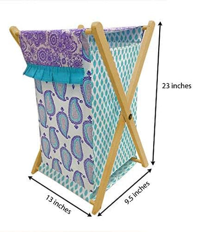 Bacati - Paisley Kids Storage (Laundary Hamper with Wooden Frame and Mesh Liner, Lilac/Purple/Aqua) (photo 3)