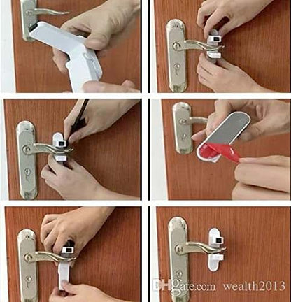 ZogeeZ Childproof Door Lever Lock, 2-Pack With Adhesive Install And Foam Wall Bumper