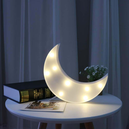 Pooqla LED Crescent Moon Marquee Sign, White, Battery Powered