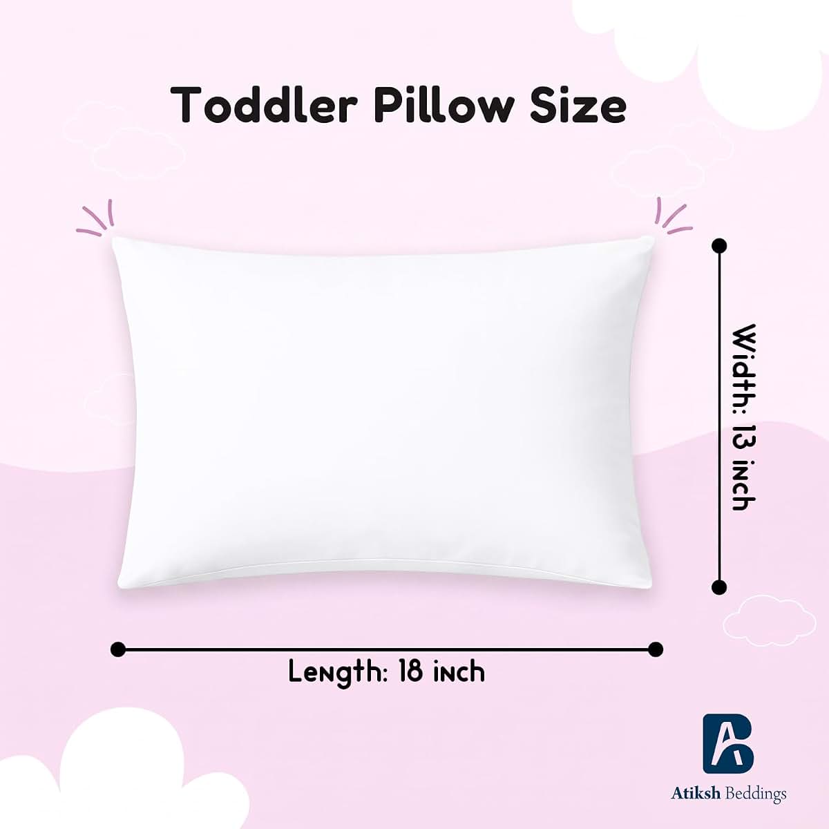 Atiksh Beddings™ Pack of 2 13x18 Inch Toddler Travel Pillow Cases – 100% Soft Egyptian Cotton, 600 Thread Count with (photo 2)