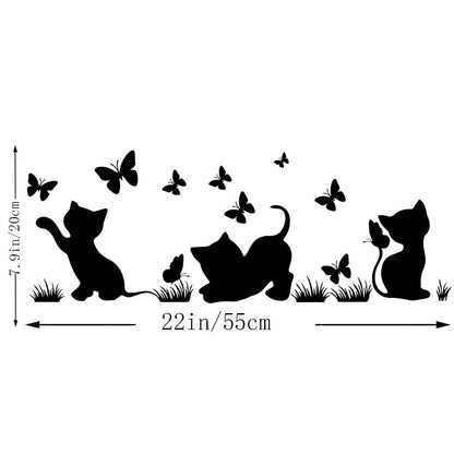 BabyOneStop Fun Silhouette Cat And Butterfly Vinyl Wall Sticker