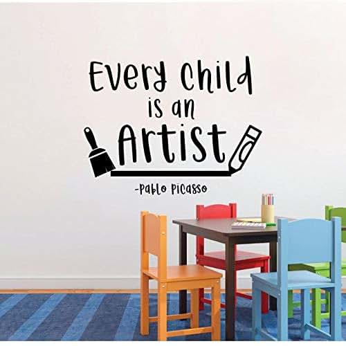 All Things Valuable Every Child is an Artist - Pablo Picasso Quote Inspirational Quote Vinyl Wall Art Wall Sticker Wall