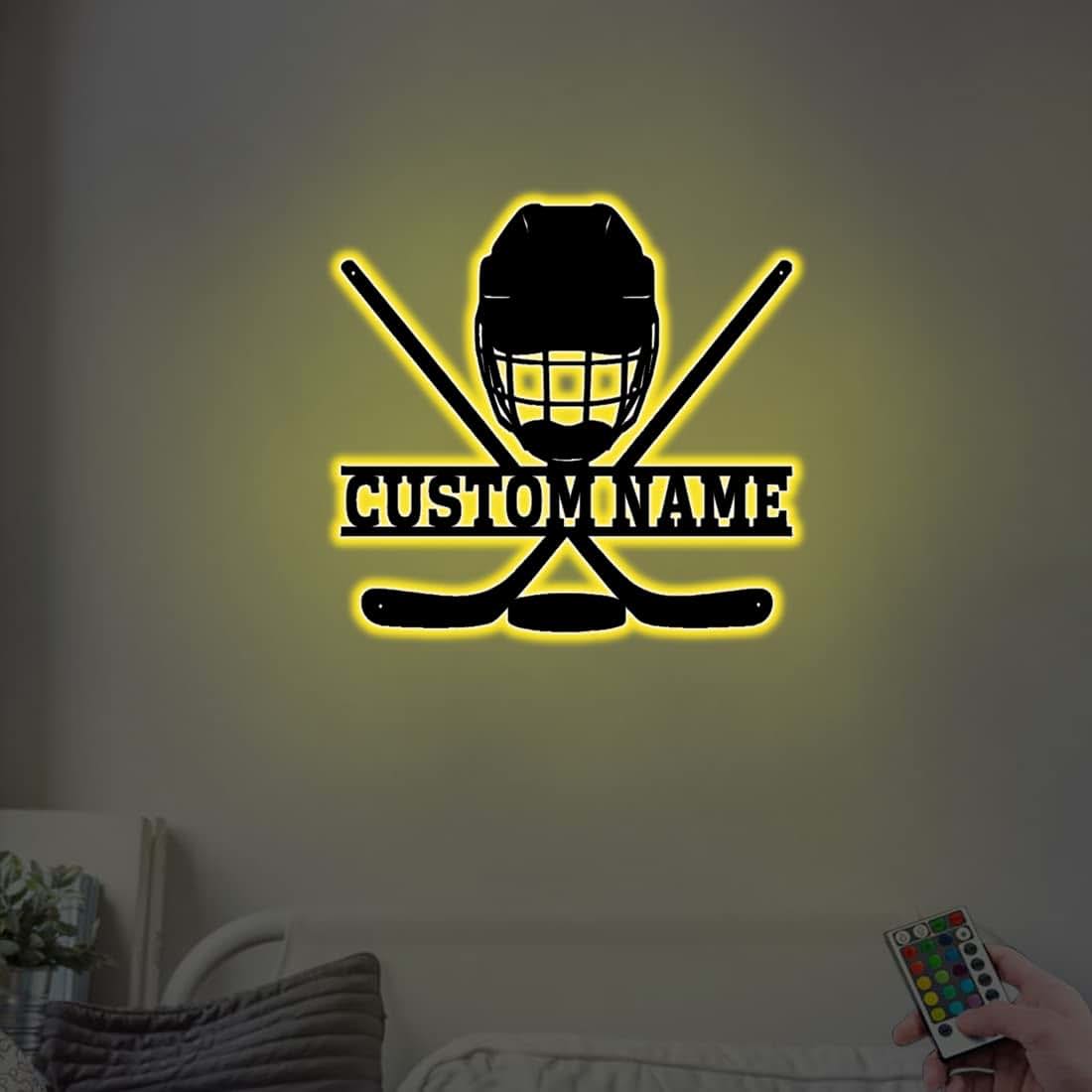 Amabery Personalized Hockey Stick Night Light With LED Color Changing Features (photo 2)