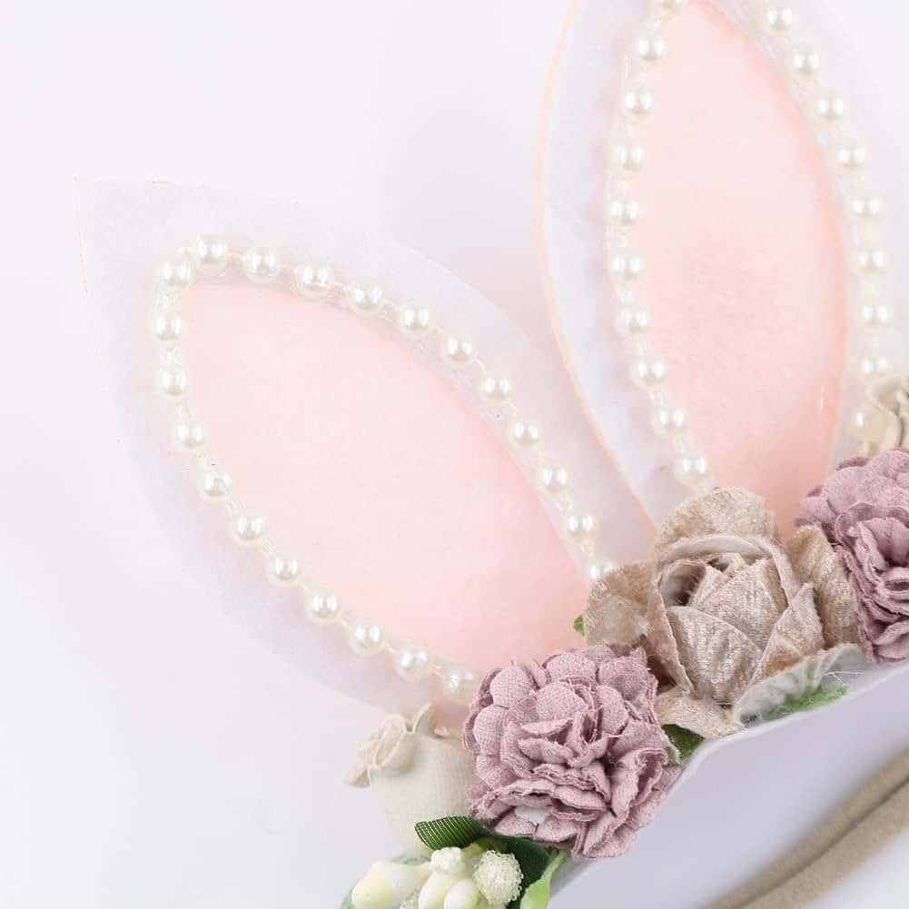 Kidocheese Bunny Rose Ears Easter Elastic Headband