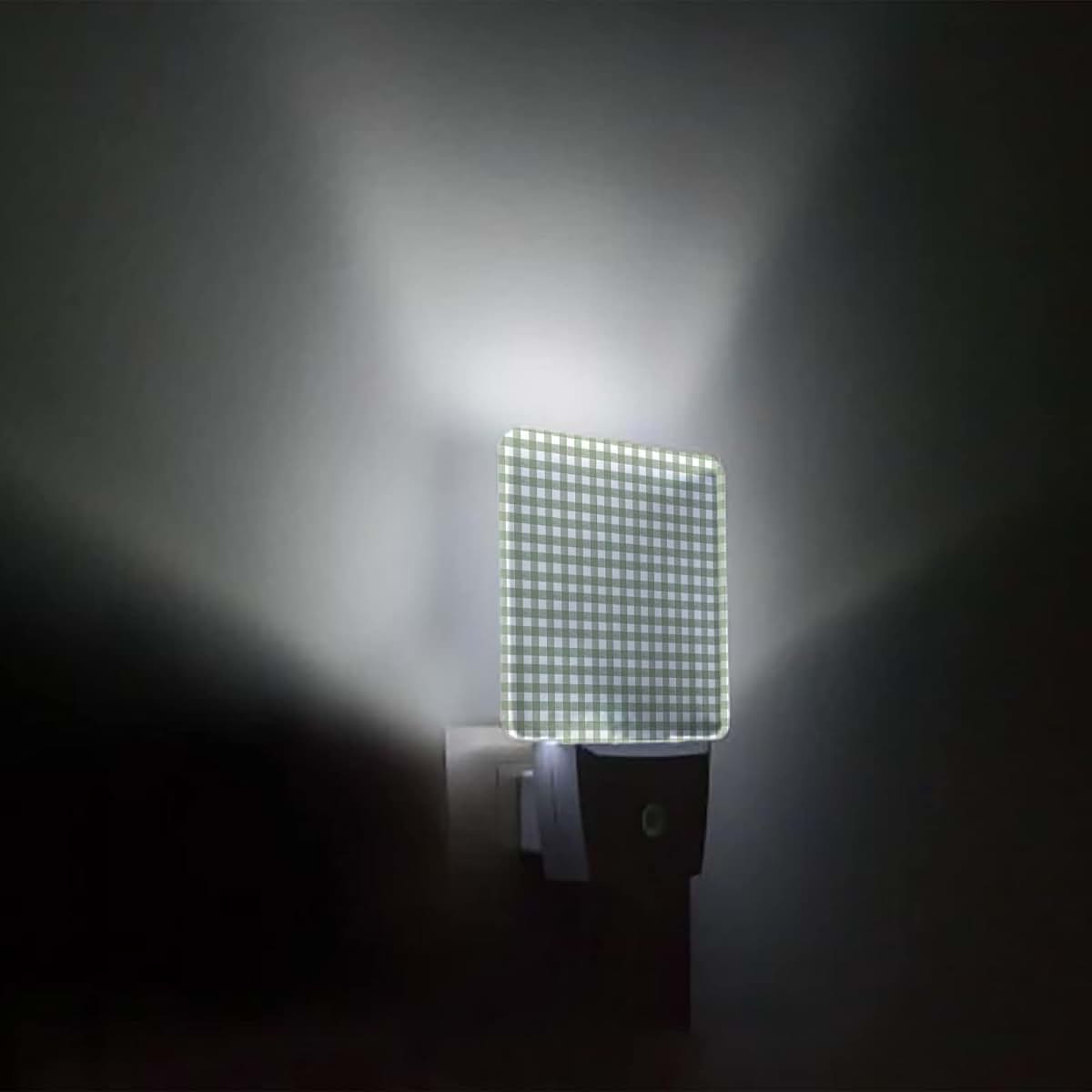 Sage Green Buffalo Plaid LED Night Light for Kids, Plug-In Dusk to Dawn Sensor