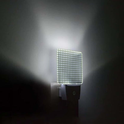 Sage Green Buffalo Plaid LED Night Light for Kids, Plug-In Dusk to Dawn Sensor