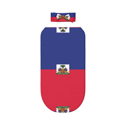 WZYCWB Haitian Flag Newborn Swaddle Blanket Set, Including Headband, Warm and Comfortable, The Best Gift, a Must-Have
