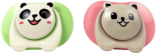 Kind Crane Cartoon Animal Baby Toddler & Children Natural Shaped Orthodontic Pacifier/Binky (Cat and Panda Variety Pack)