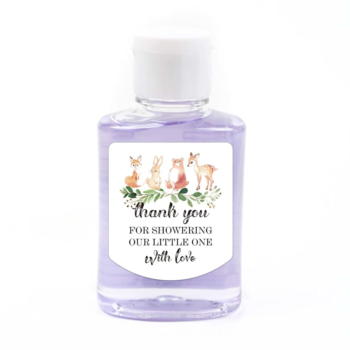 Hand Sanitizer Labels Thank You for Showering Our Little One with Love Stickers Green 1.26 x 1.39 Inch 36 Count
