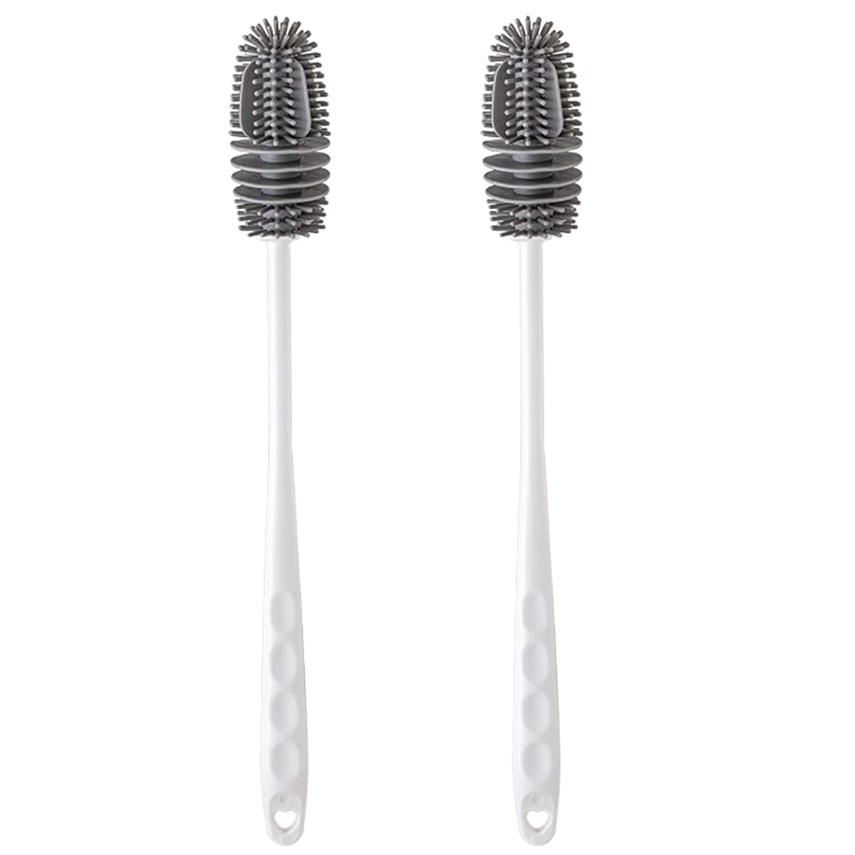 BabyOneStop Reusable Silicone Bottle Brush for Sports and Baby Bottles, 2-Pack, 28cm