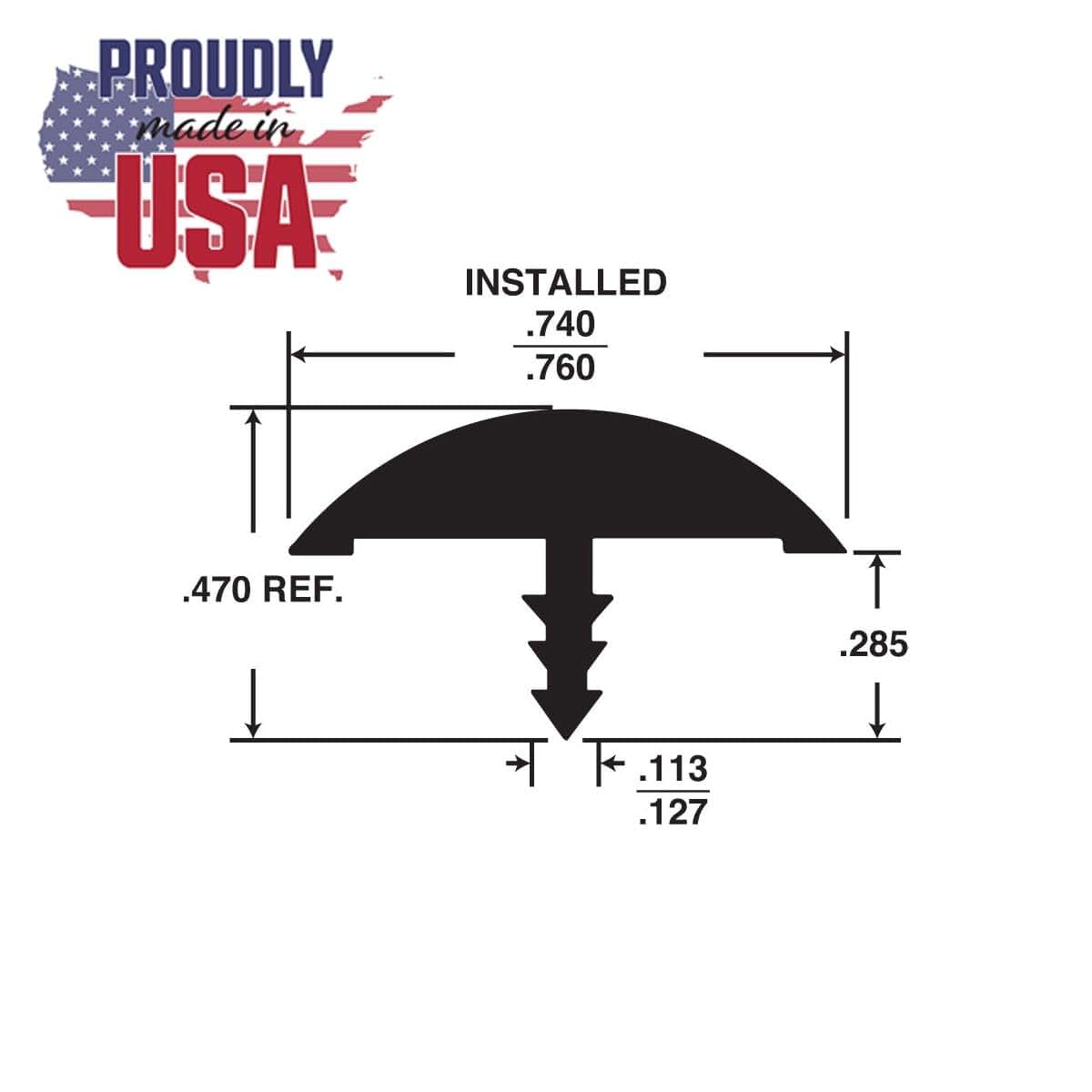 Outwater Plastics Flexible PVC Bumper Tee Moulding 3/4in Black 25ft Coil