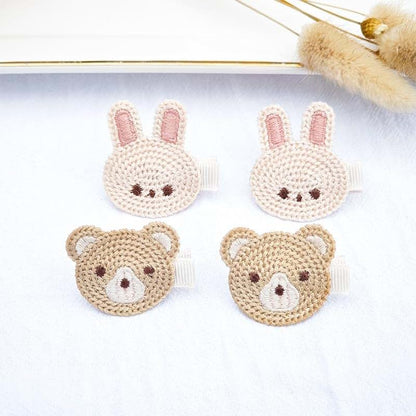 BabyOneStop Bear Ear Hair Clip Pin Set for Baby Girls, 4 Pcs Black Bear and Bunny Clips