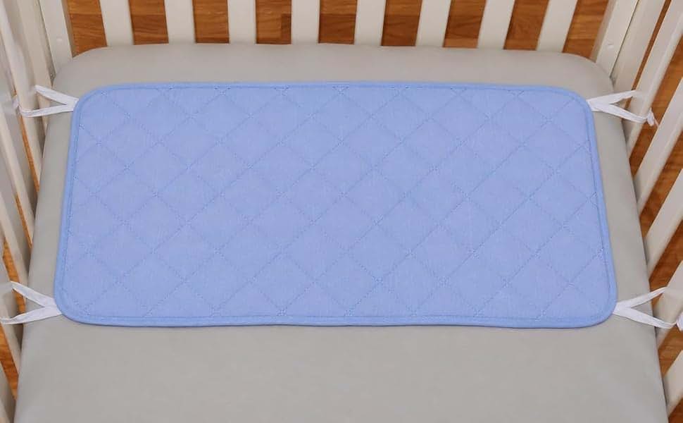 Abstract Quilted Portable Crib Bib Sheet Saver 24.5" X 13" (1 Pack, Blue) (photo 2)