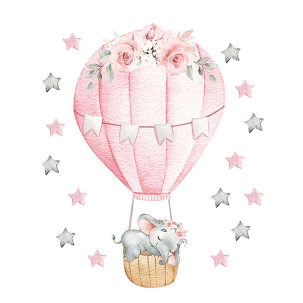 Douki Watercolor Marshmallow 3D Bunny And Elephant Wall Stickers