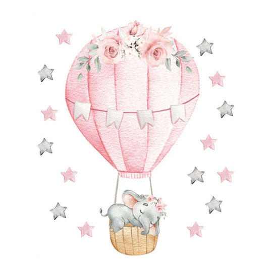 Douki Watercolor Marshmallow 3D Bunny And Elephant Wall Stickers