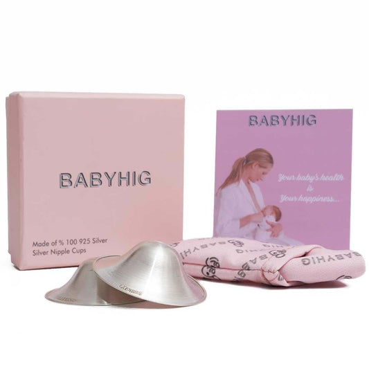 BABYHIG The Orginal Silver Nursing Cups – Silver Nipple Shields for Breastfeeding - Nipple Guards Protector for
