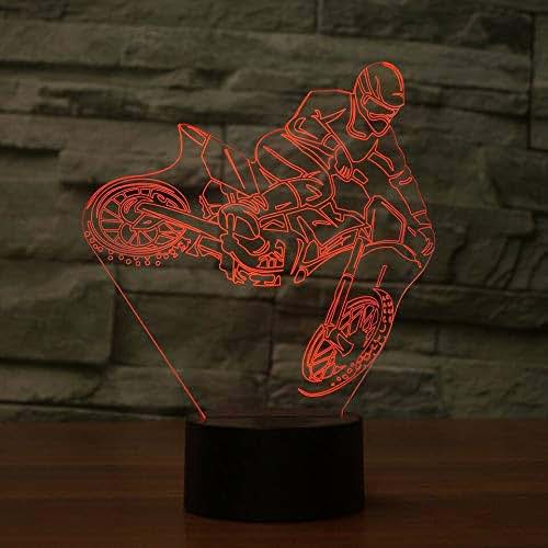 Jinnwell 3D Dirt Bike Motocross Night Light Lamp Illusion 7 Color Changing Touch Switch Table Desk Decoration Lamps (photo 2)