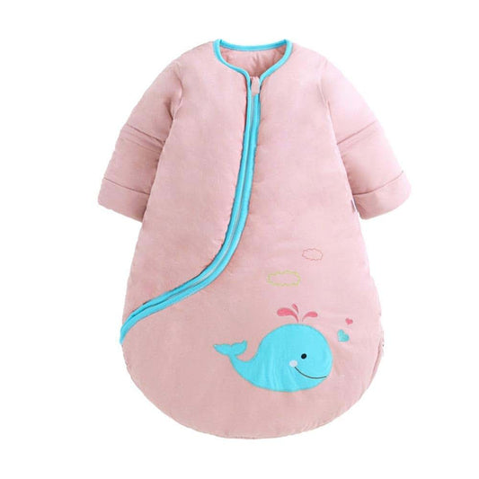 Ouyun Organic Cotton Detachable Sleeve Wearable Blanket, Solid Pink Whale, 2.5tog