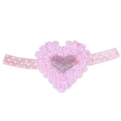 DDNFO Valentine's Day Baby Rose Heart Headband