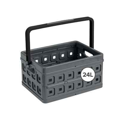 SUNWARE perfectly organised Sunware Square Folding Box 24 Litre with Handle Anthracite Black Colour