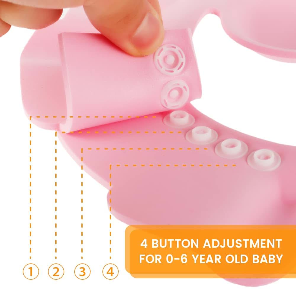 CRNXOMP Baby Shower Cap, Soft Adjustable EVA Bath Visor for Infants and Toddlers, Pink