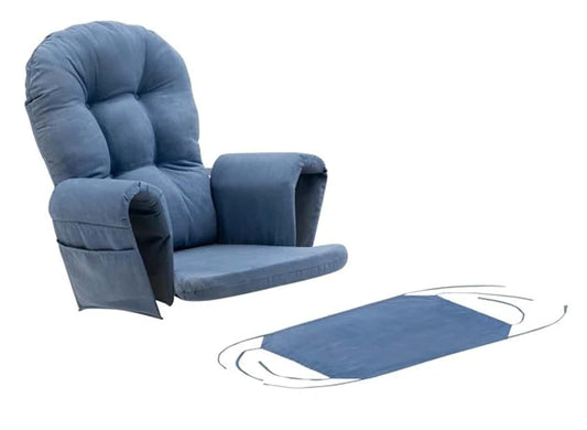 TASEKI 5Pcs Glider Rocker Cushions Set - Velvet Glider Rocker Replacement Cushions with Side Storage Pockets, Washable
